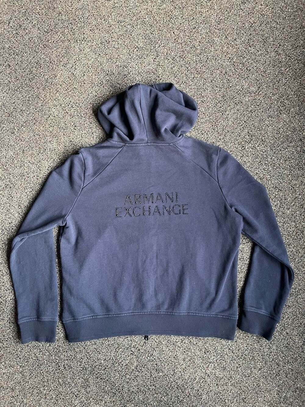 Armani Exchange Full Double Zip Hoodie with Rhinestone Back Logo